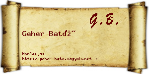 Geher Bató névjegykártya